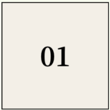Minimalist graphic tile displaying the number 01.