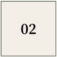 Minimalist graphic tile displaying the number 02.