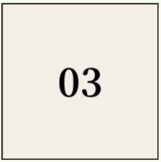 Minimalist graphic tile displaying the number 03.